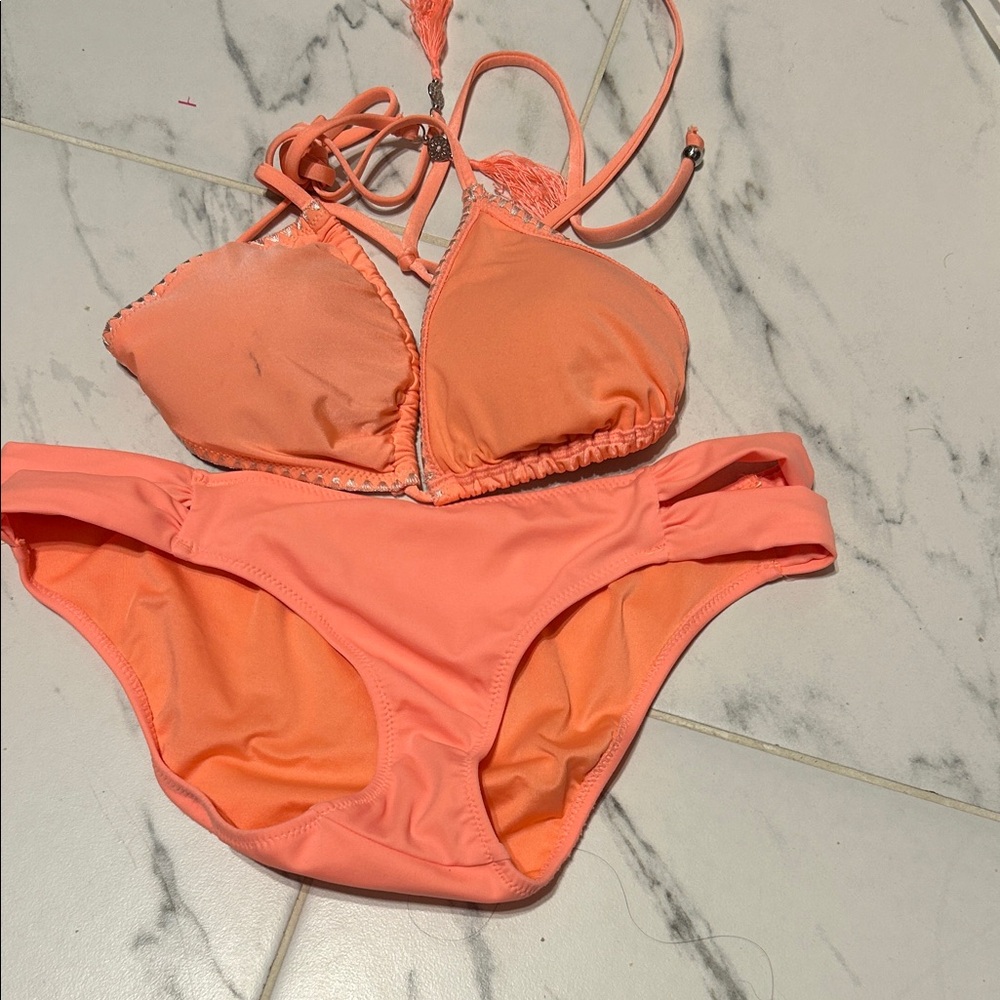 VS Coral Pink Two-Piece Bikini Set